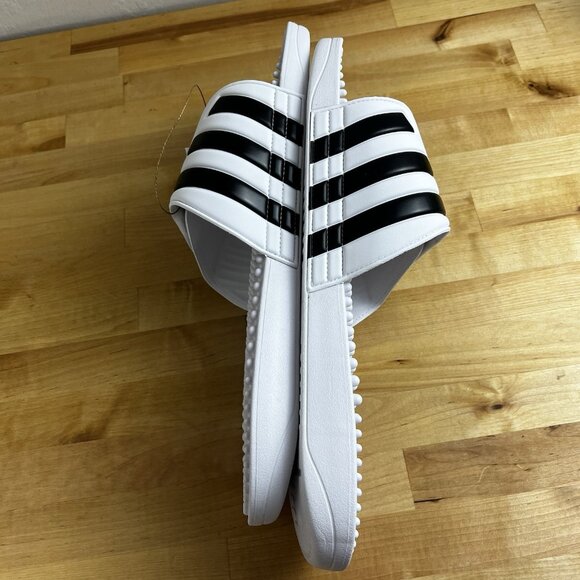 ADIDAS Adissage Slides Sandal White Whitre US Men Size‎ 18 F35573 NEW w/Box - Picture 7 of 11
